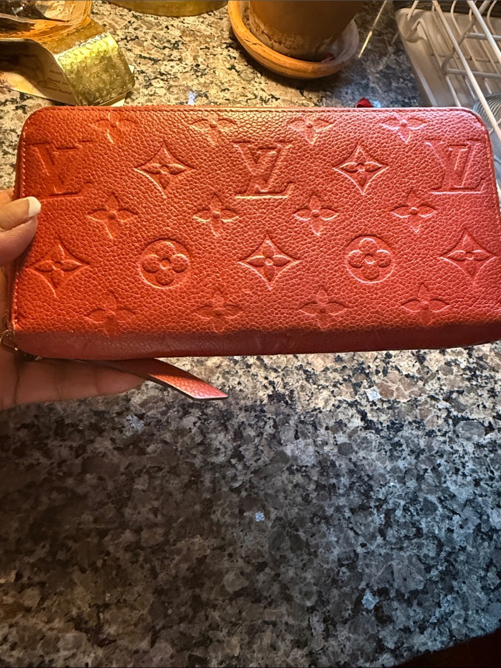 Louis Vuitton Coral Embossed Monogram Zip Wallet